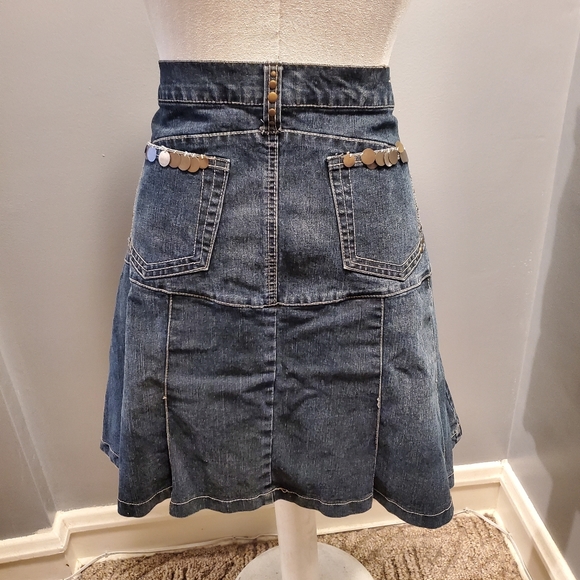 No Fuze Pleated Denim Blue Jean Skirt - Picture 2 of 7